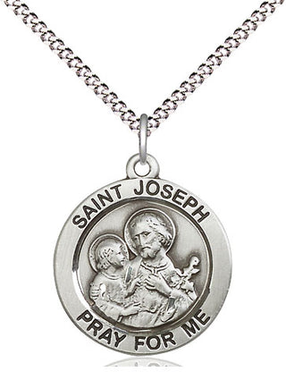 Pewter Saint Joseph Medal Religious Jewelry Engraved Catholic Saint Jewelry