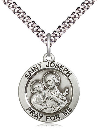 Pewter Saint Joseph Medal Religious Jewelry Engraved Catholic Saint Jewelry
