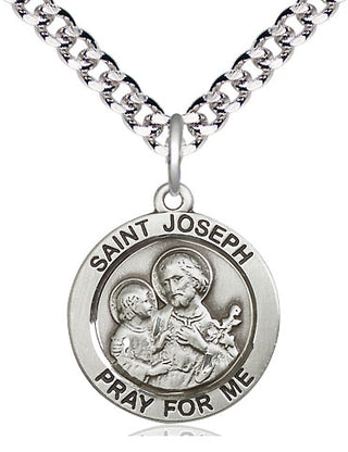 Pewter Saint Joseph Medal Religious Jewelry Engraved Catholic Saint Jewelry