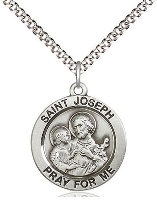 Pewter Saint Joseph Medal Religious Jewelry Engraved Catholic Saint Jewelry