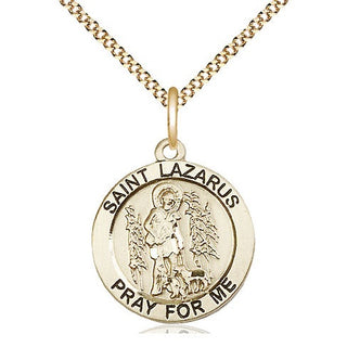 14kt Gold Filled Saint Lazarus Medal Religious Jewelry Engraved Catholic Saint Jewelry
