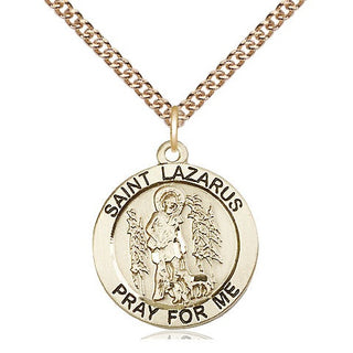 14kt Gold Filled Saint Lazarus Medal Religious Jewelry Engraved Catholic Saint Jewelry