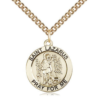 14kt Gold Filled Saint Lazarus Medal Religious Jewelry Engraved Catholic Saint Jewelry