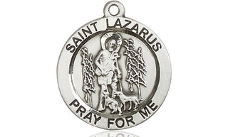 Sterling Silver Saint Lazarus Medal Religious Jewelry Engraved Catholic Saint Jewelry