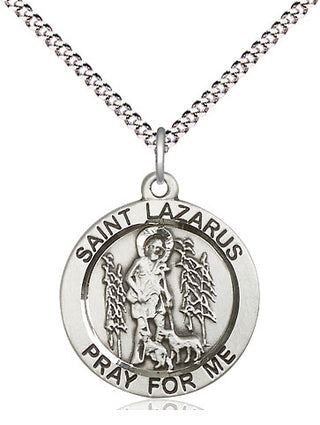 Sterling Silver Saint Lazarus Medal Religious Jewelry Engraved Catholic Saint Jewelry
