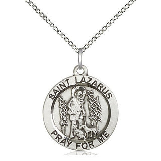 Sterling Silver Saint Lazarus Medal Religious Jewelry Engraved Catholic Saint Jewelry