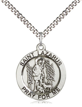 Sterling Silver Saint Lazarus Medal Religious Jewelry Engraved Catholic Saint Jewelry