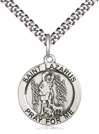 Sterling Silver Saint Lazarus Medal Religious Jewelry Engraved Catholic Saint Jewelry