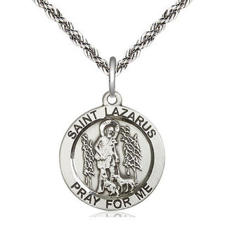 Sterling Silver Saint Lazarus Medal Religious Jewelry Engraved Catholic Saint Jewelry
