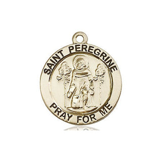 14kt Gold Saint Peregrine Medal Engraved Catholic Saint Jewelry