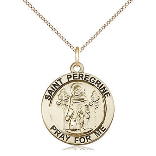 14kt Gold Saint Peregrine Medal Engraved Catholic Saint Jewelry