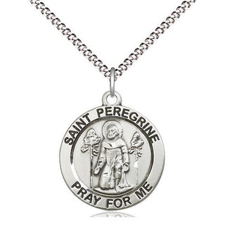 Sterling Silver Saint Peregrine Medal Religious Jewelry Engraved Catholic Saint Jewelry