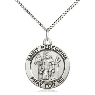 Sterling Silver Saint Peregrine Medal Religious Jewelry Engraved Catholic Saint Jewelry