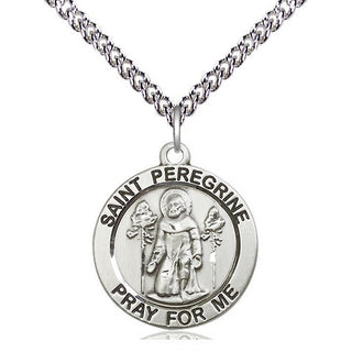 Sterling Silver Saint Peregrine Medal Religious Jewelry Engraved Catholic Saint Jewelry