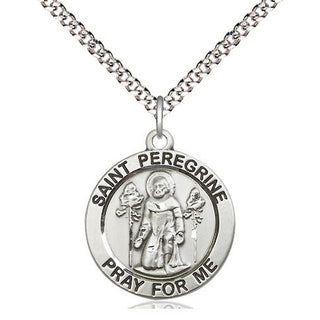 Sterling Silver Saint Peregrine Medal Religious Jewelry Engraved Catholic Saint Jewelry