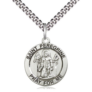 Sterling Silver Saint Peregrine Medal Religious Jewelry Engraved Catholic Saint Jewelry