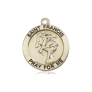 14kt Gold Filled Saint Francis of Assisi Medal Engraved Catholic Saint Jewelry