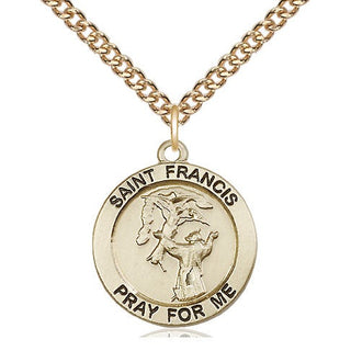 14kt Gold Filled Saint Francis of Assisi Medal Religious Jewelry Engraved Catholic Saint Jewelry
