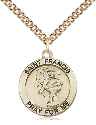 14kt Gold Saint Francis of Assisi Medal Engraved Catholic Saint Jewelry