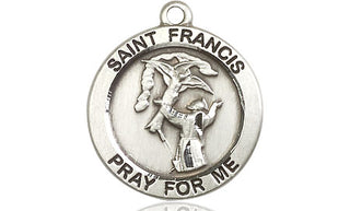 Sterling Silver Saint Francis of Assisi Medal Religious Jewelry Engraved Catholic Saint Jewelry