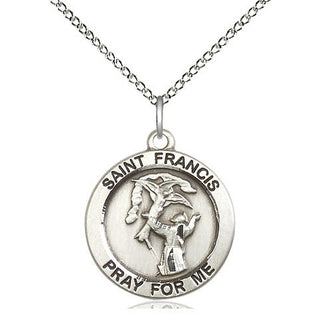 Sterling Silver Saint Francis of Assisi Medal Religious Jewelry Engraved Catholic Saint Jewelry