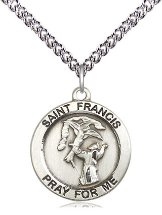 Sterling Silver Saint Francis of Assisi Medal Religious Jewelry Engraved Catholic Saint Jewelry