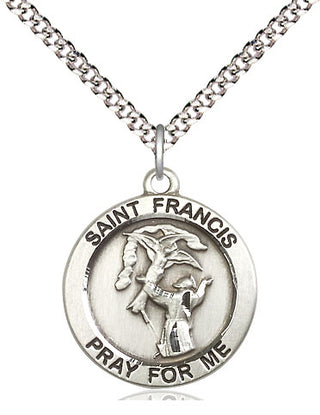 Sterling Silver Saint Francis of Assisi Medal Religious Jewelry Engraved Catholic Saint Jewelry