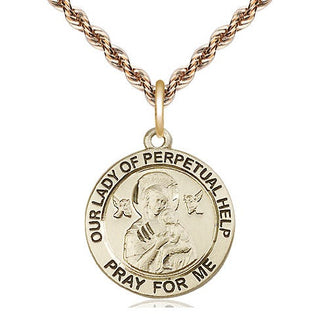 14kt Gold Filled Our Lady of Perpetual Help Medal Religious Jewelry Engraved Catholic Saint Jewelry