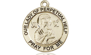 14kt Gold Our Lady of Perpetual Help Medal Engraved Catholic Saint Jewelry