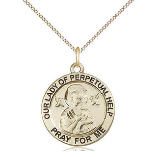14kt Gold Our Lady of Perpetual Help Medal Engraved Catholic Saint Jewelry