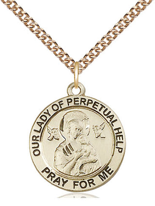 14kt Gold Our Lady of Perpetual Help Medal Engraved Catholic Saint Jewelry