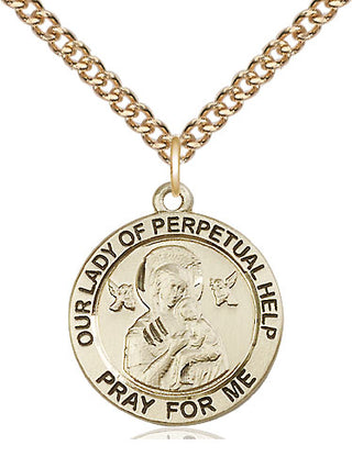 14kt Gold Our Lady of Perpetual Help Medal Engraved Catholic Saint Jewelry