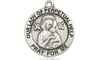 Pewter Our Lady of Perpetual Help Medal Engraved Catholic Saint Jewelry