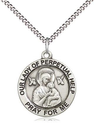 Pewter Our Lady of Perpetual Help Medal Religious Jewelry Engraved Catholic Saint Jewelry