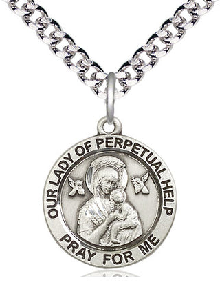 Pewter Our Lady of Perpetual Help Medal Religious Jewelry Engraved Catholic Saint Jewelry