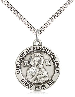 Pewter Our Lady of Perpetual Help Medal Religious Jewelry Engraved Catholic Saint Jewelry