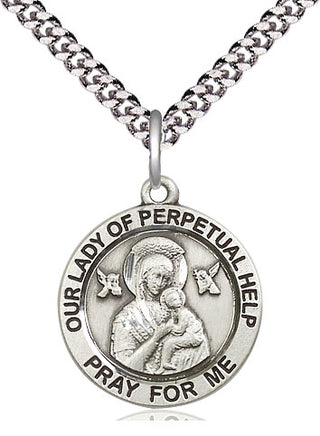 Pewter Our Lady of Perpetual Help Medal Religious Jewelry Engraved Catholic Saint Jewelry