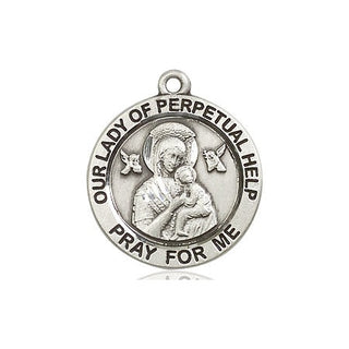 Sterling Silver Our Lady of Perpetual Help Medal Religious Jewelry Engraved Catholic Saint Jewelry