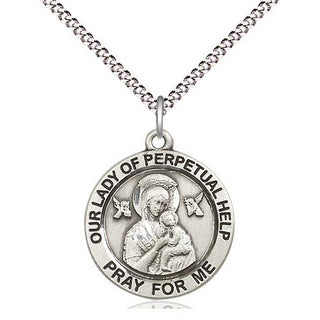 Sterling Silver Our Lady of Perpetual Help Medal Religious Jewelry Engraved Catholic Saint Jewelry