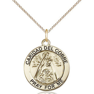 14kt Gold Caridad del Cobre Medal Engraved Catholic Saint Jewelry