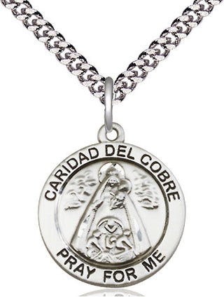 Sterling Silver Caridad del Cobre Medal Religious Jewelry Engraved Catholic Saint Jewelry