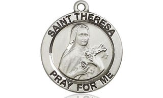 Sterling Silver Saint Theresa Medal Religious Jewelry Engraved Catholic Saint Jewelry