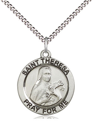 Sterling Silver Saint Theresa Medal Religious Jewelry Engraved Catholic Saint Jewelry