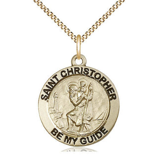 14kt Gold Filled Saint Christopher Medal Catholic Jewelry Engraved Catholic Saint Jewelry