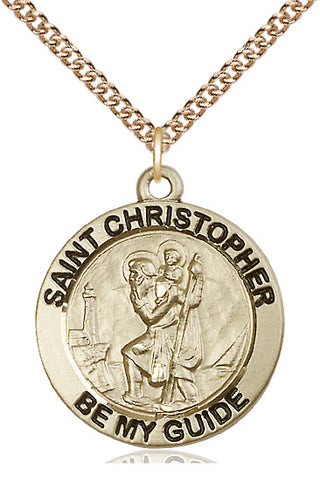 14kt Gold Filled Saint Christopher Medal Catholic Jewelry Engraved Catholic Saint Jewelry