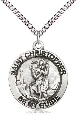 Sterling Silver Saint Christopher Medal Catholic Jewelry Engraved Catholic Saint Jewelry
