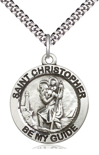 Sterling Silver Saint Christopher Medal Catholic Jewelry Engraved Catholic Saint Jewelry