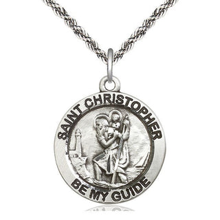 Sterling Silver Saint Christopher Medal Catholic Jewelry Engraved Catholic Saint Jewelry