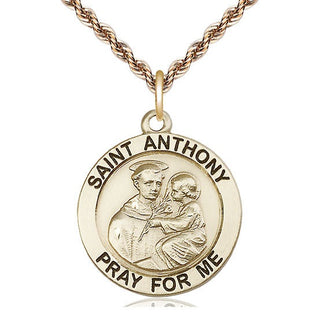 14kt Gold Filled Saint Anthony Medal Catholic Jewelry Engraved Catholic Saint Jewelry
