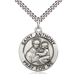 Sterling Silver Saint Anthony Medal Catholic Jewelry Engraved Catholic Saint Jewelry